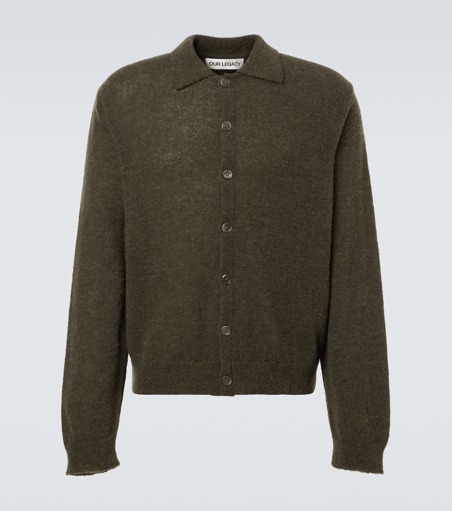 Evening alpaca wool-blend polo cardigan