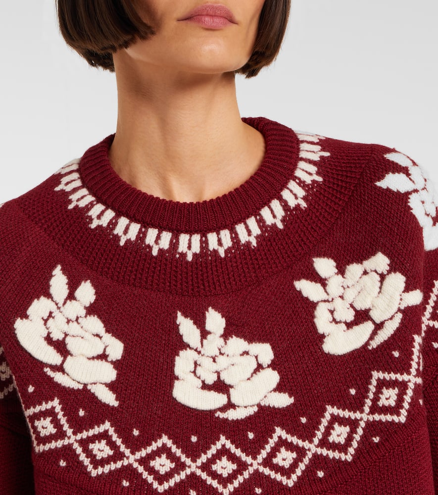 Magda Butrym Patterned Wool Sweater In Red