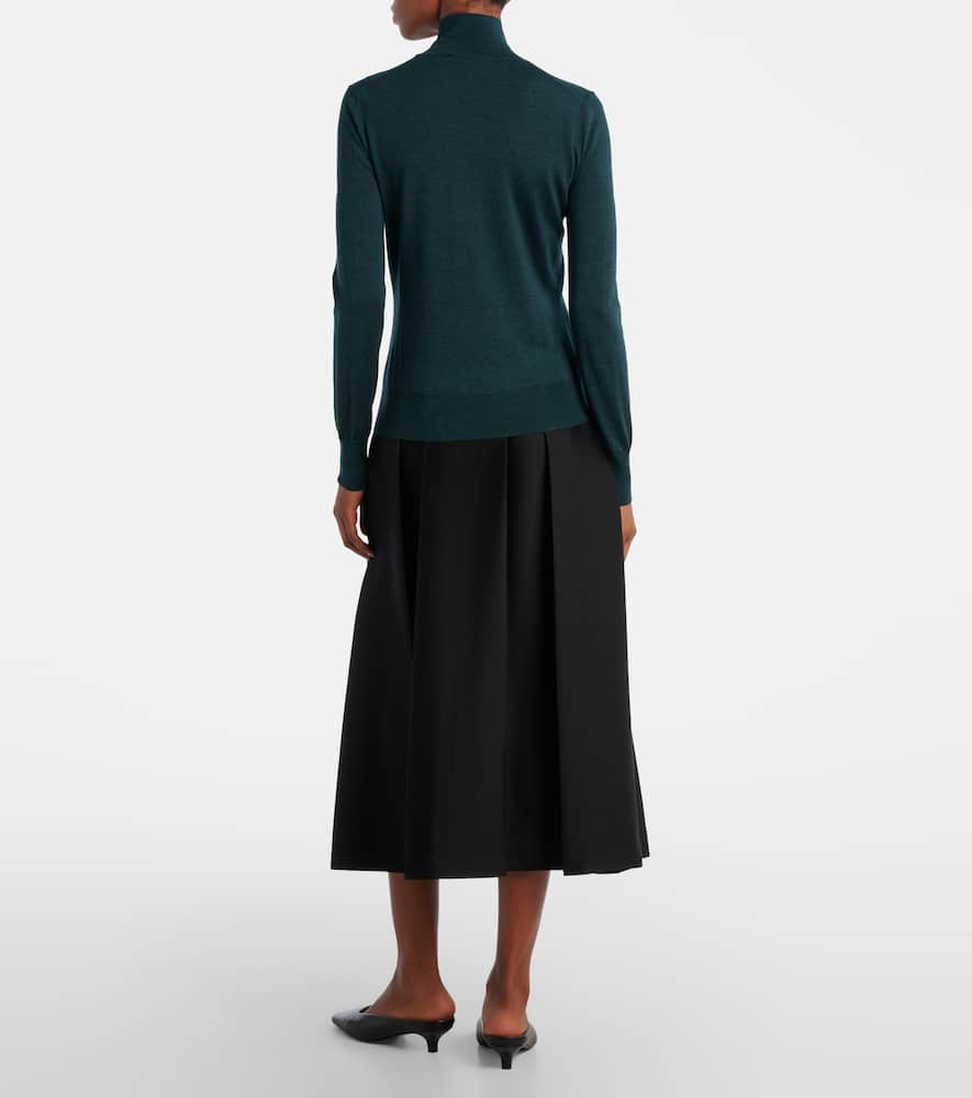 Carolina Herrera Rollkragenpullover Aus Wolle Und Seide In Green