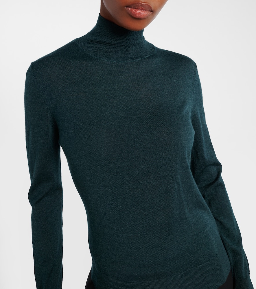 Carolina Herrera Rollkragenpullover Aus Wolle Und Seide In Green