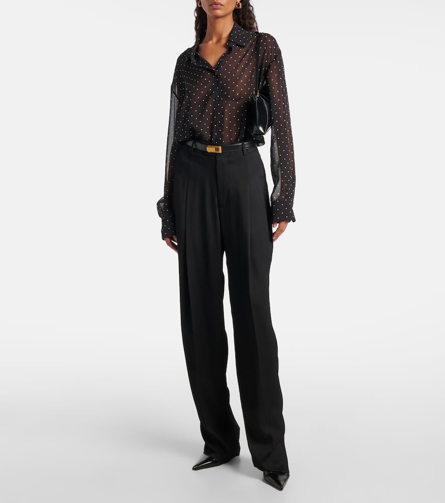 The Frankie Shop Peri Polka-dot Shirt In Black