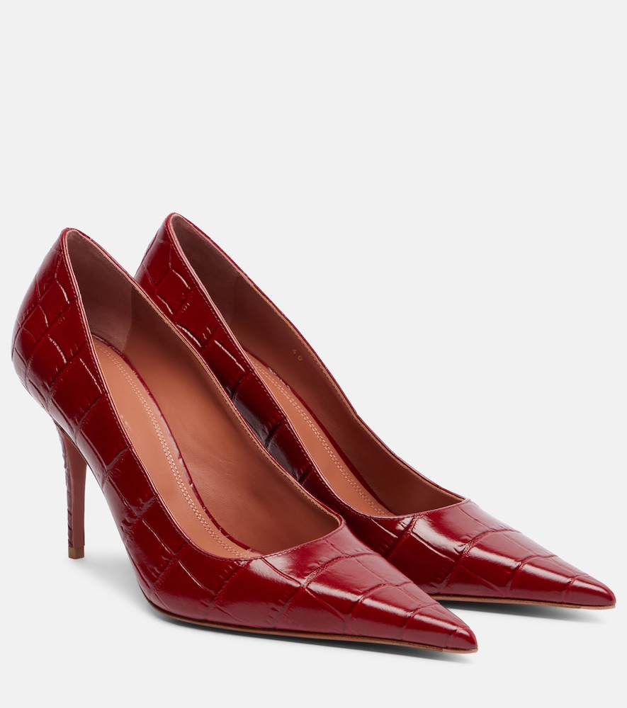 Amina Muaddi Barbara 90 croc-effect leather pumps