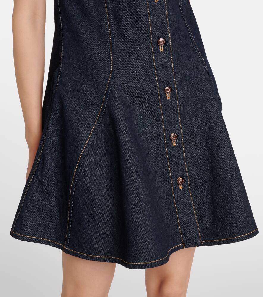 Alexander Mcqueen Puff-sleeve Button-front Denim Dress In Blue