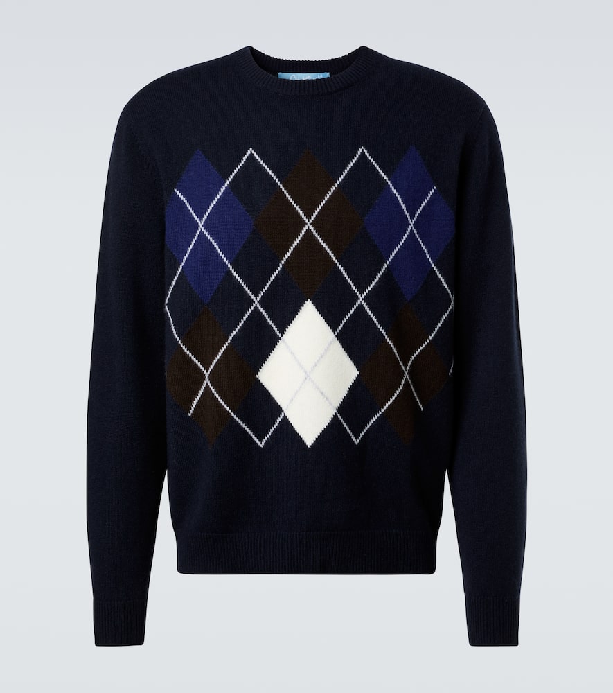 Arch4 Argyle Cashmere Sweater In Blue
