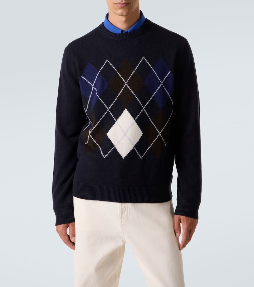 Arch4 Argyle Cashmere Sweater In Blue