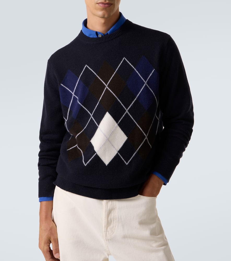 Arch4 Argyle Cashmere Sweater In Blue