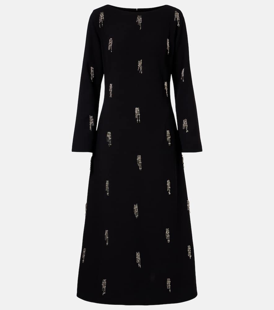 Simkhai Coretta Embellished Crêpe Midi Dress In Black