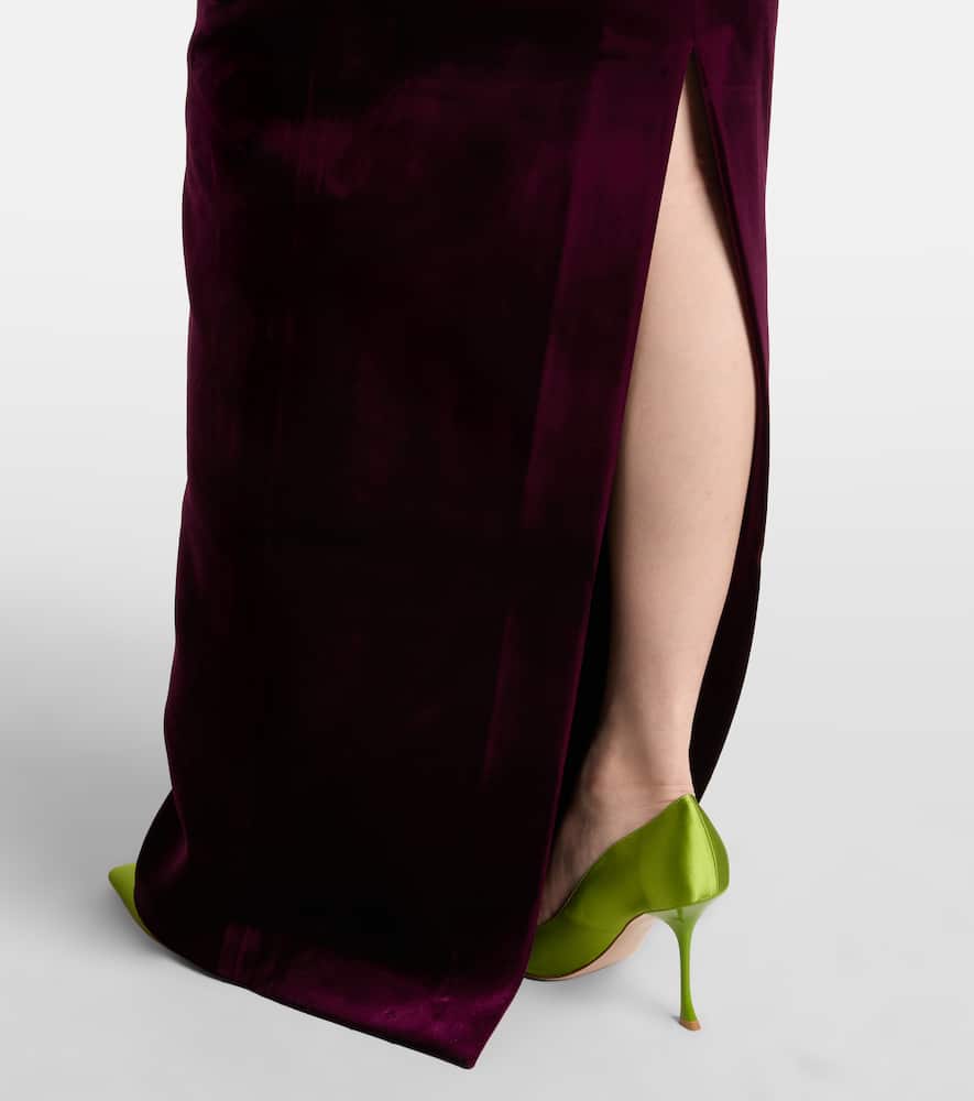 Rebecca Vallance Charles Off-shoulder Velvet Gown In Purple