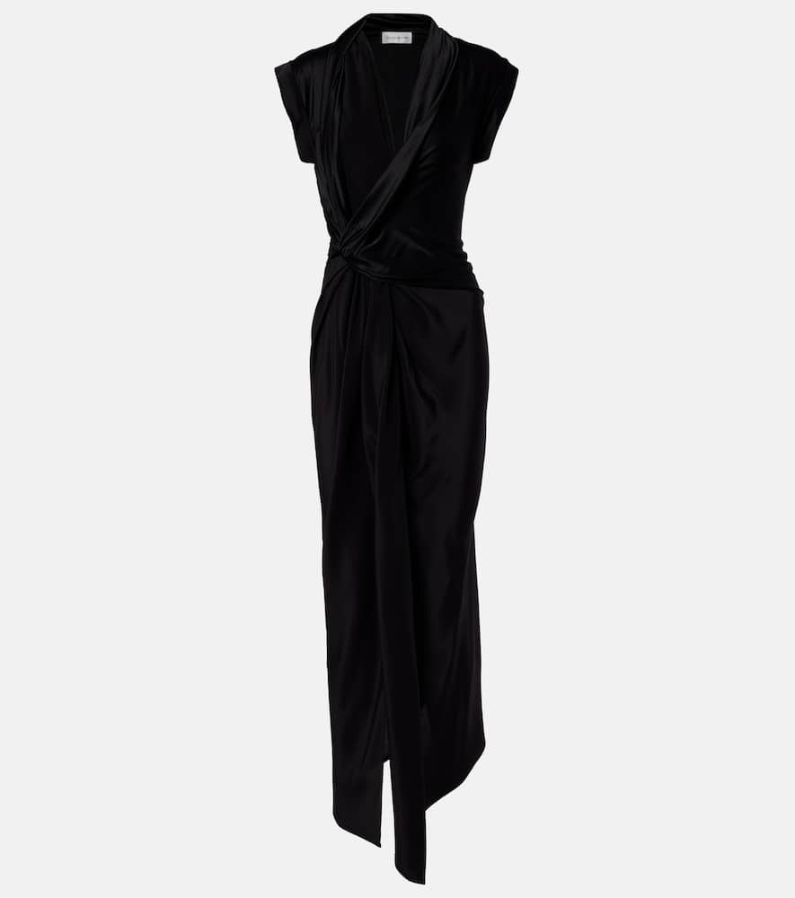 Victoria Beckham Draped Asymmetric Midi Dress In Black