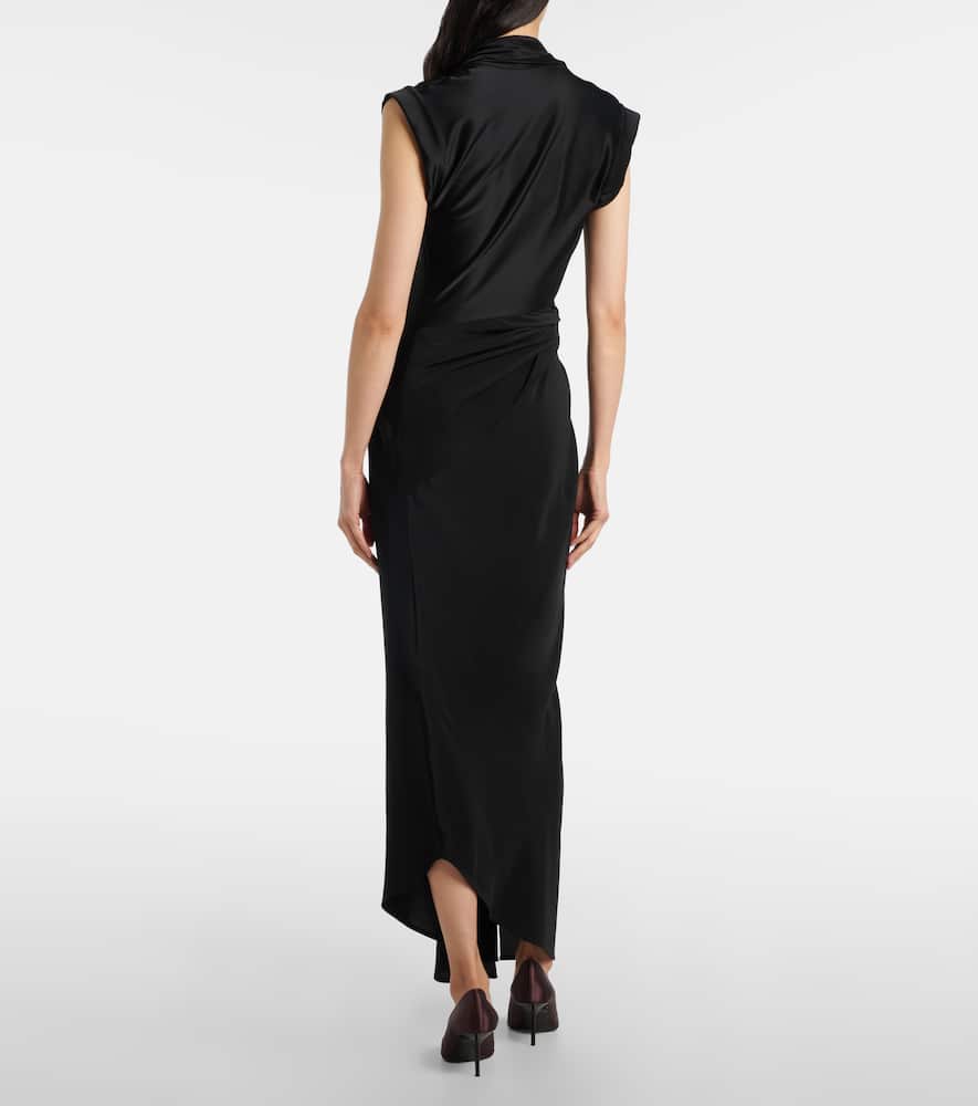 Victoria Beckham Draped Asymmetric Midi Dress In Black