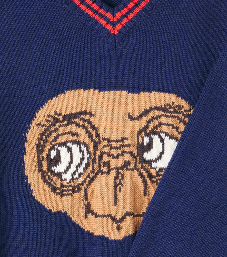 Mini Rodini X E. T. Intarsia Cotton Sweater In Blue
