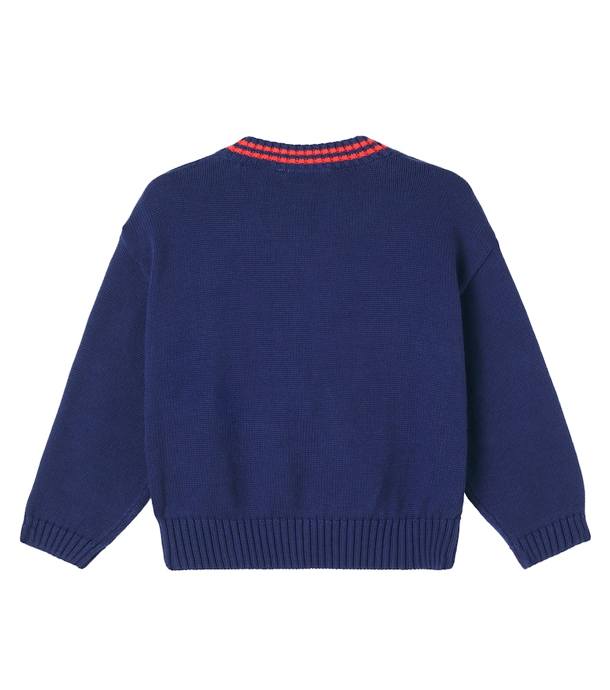 Mini Rodini X E. T. Intarsia Cotton Sweater In Blue