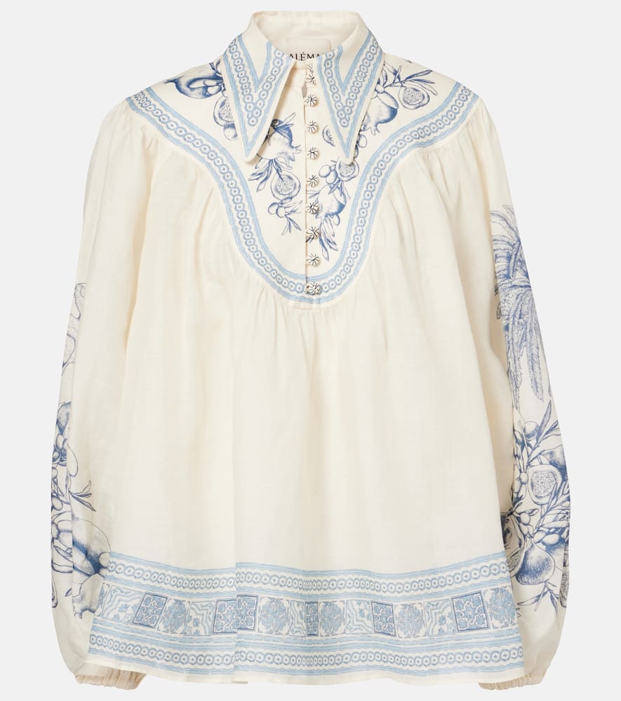 Alemais Alémais Villa Romantica Printed Ramie Blouse In White