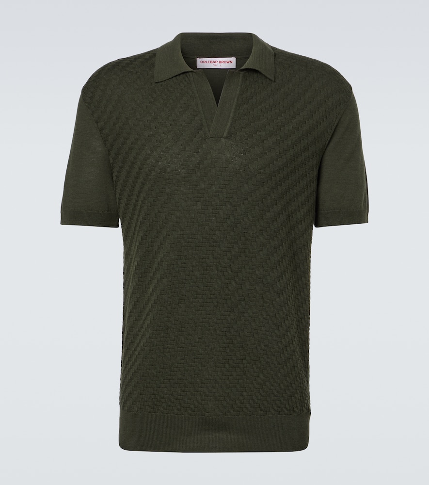 Orlebar Brown Mens Dark Herbal Green Horton 2-tone Jacquard Silk And Cotton Polo Shirt Xl In Green