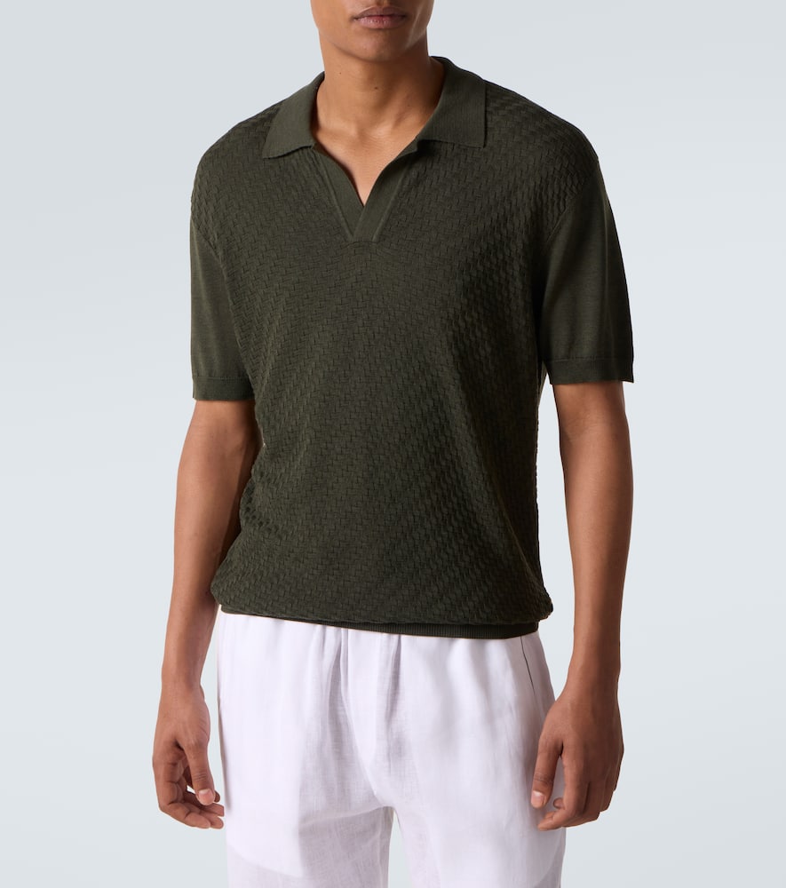 Orlebar Brown Mens Dark Herbal Green Horton 2-tone Jacquard Silk And Cotton Polo Shirt Xl In Green