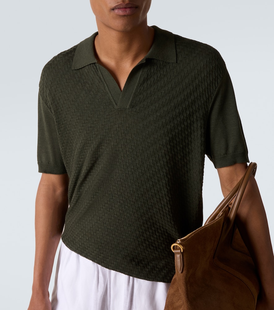 Orlebar Brown Mens Dark Herbal Green Horton 2-tone Jacquard Silk And Cotton Polo Shirt Xl In Green