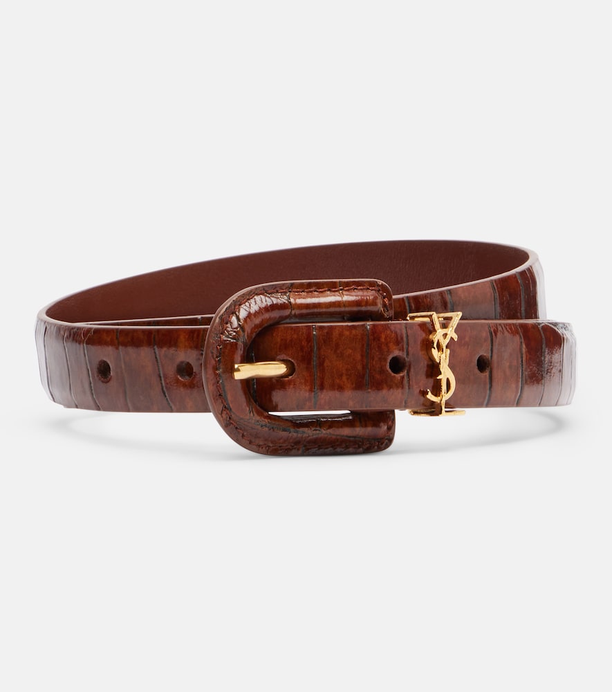 Saint Laurent Cassandre croc-effect leather belt