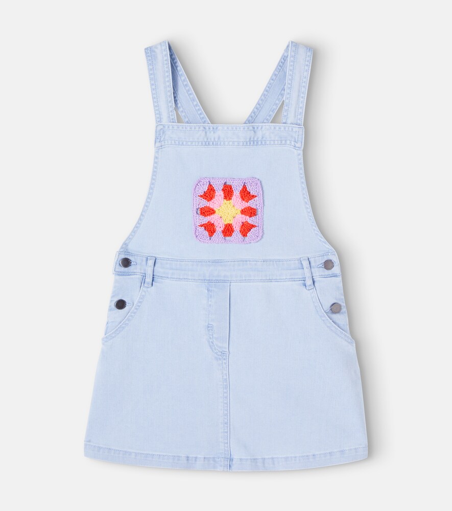 Stella McCartney Kids Crochet-trimmed denim dress　ステラ マッカートニー キッズ かぎ針編みトリム デニム ドレス Stella