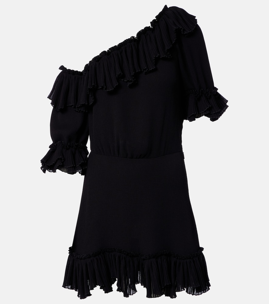 Saint Laurent Ruffled silk crepon minidress