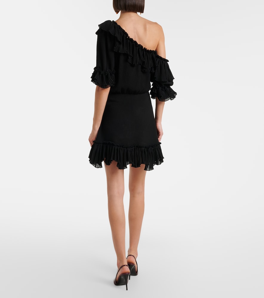 Saint Laurent Saint Laurent Ruffled Silk Crepon Minidress 