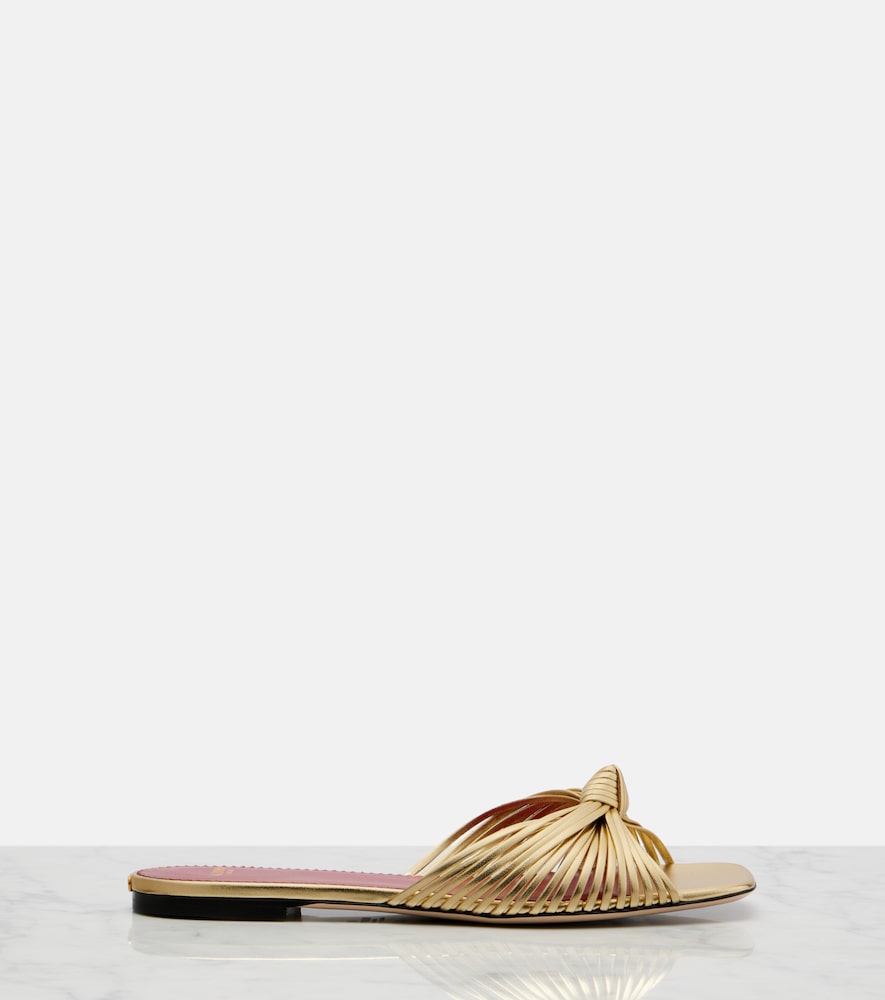  Valentino Garavani Valentino Garavani Pantoletten Annet Aus Metallic-leder 