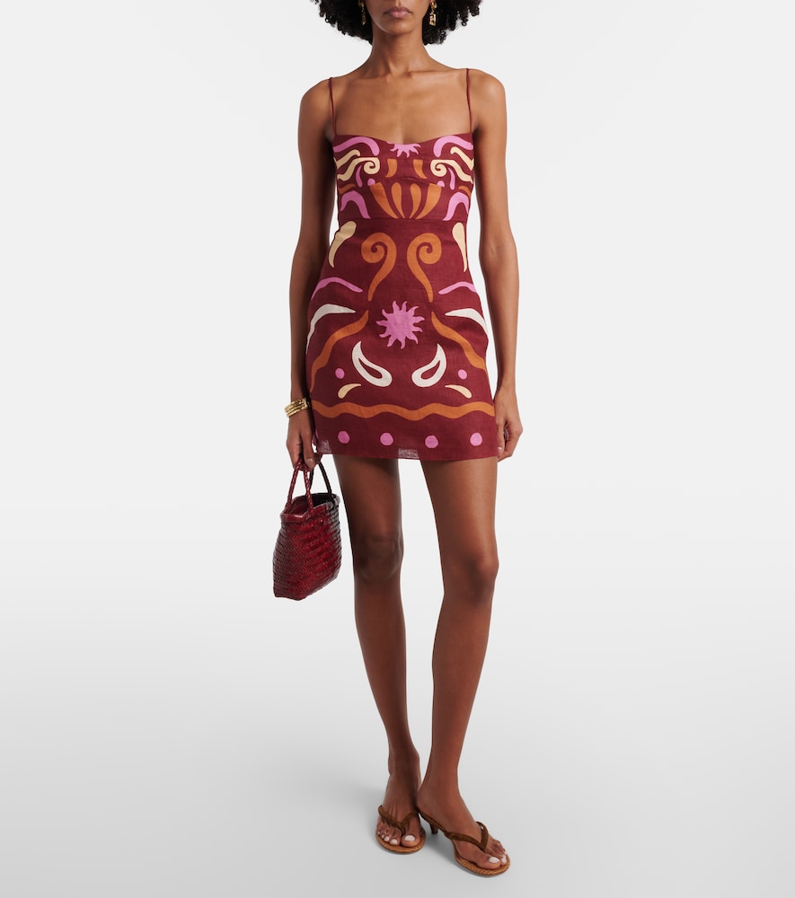  Cala De La Cruz Cala De La Cruz Lucca Printed Linen Minidress 