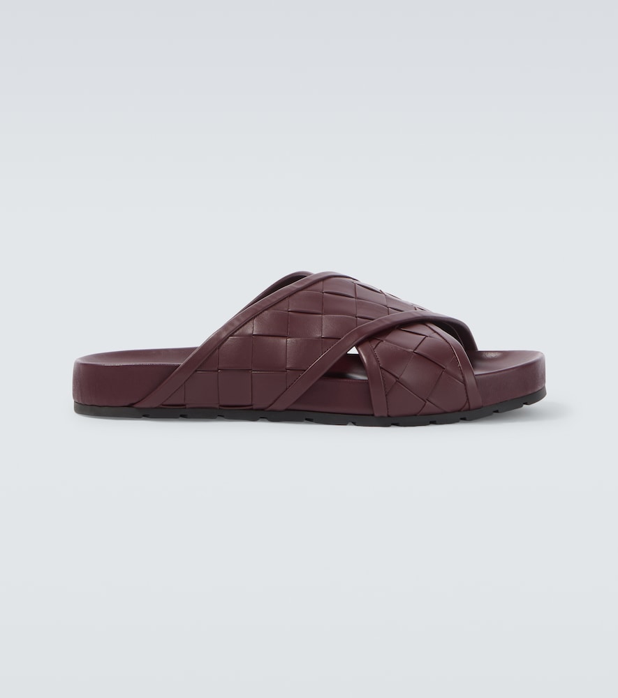 Bottega Veneta Men's Burgundy Tarik Intrecciato Leather Sandals UK Size 9 - Mytheresa