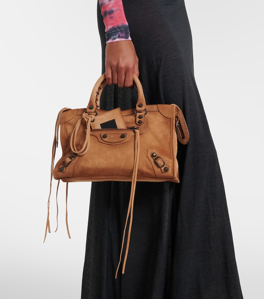 Balenciaga Le City Small suede top-handle bag