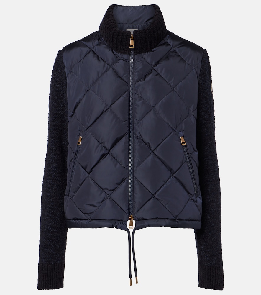 Moncler Women's Blue Down-Paneled Cotton-Blend Cardigan UK Size 8 - Mytheresa