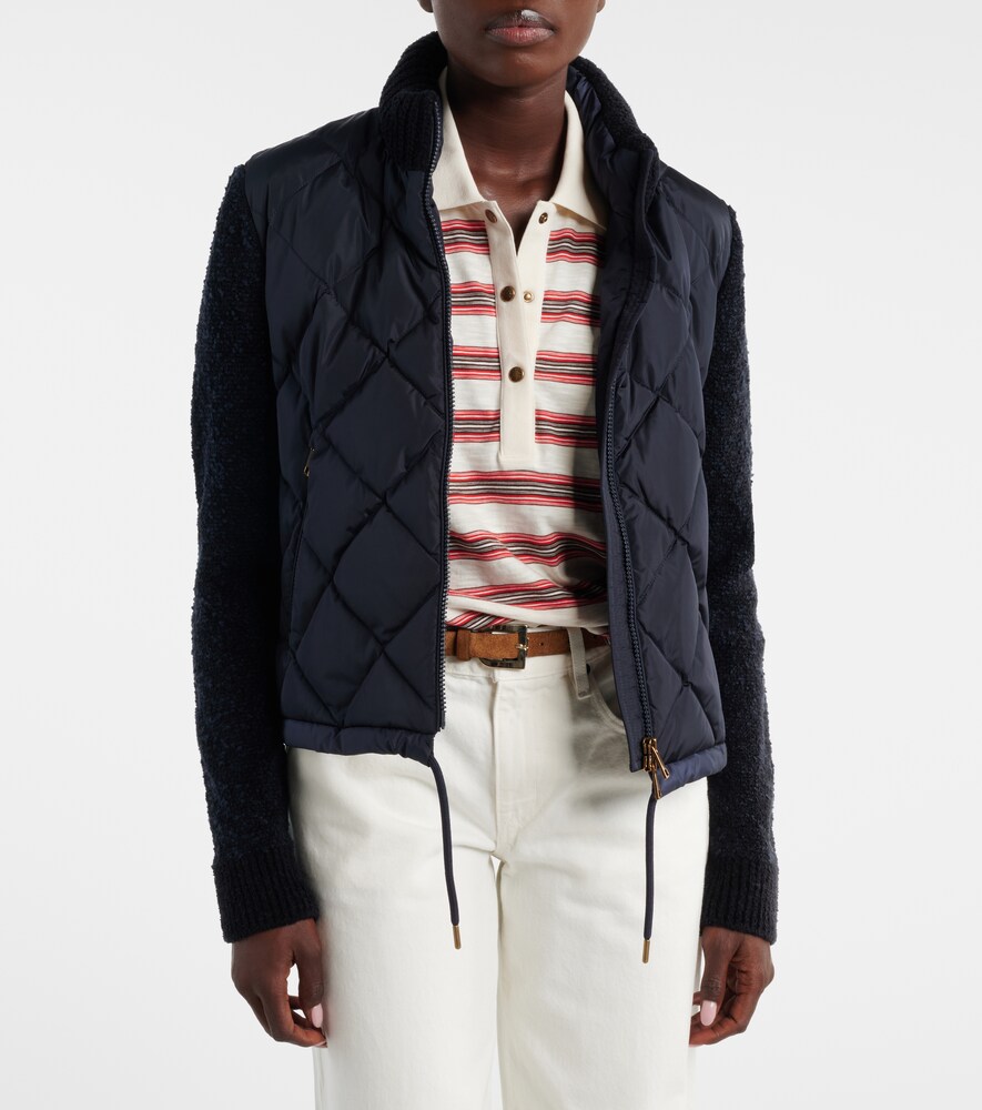 Moncler Down-paneled cotton-blend cardigan