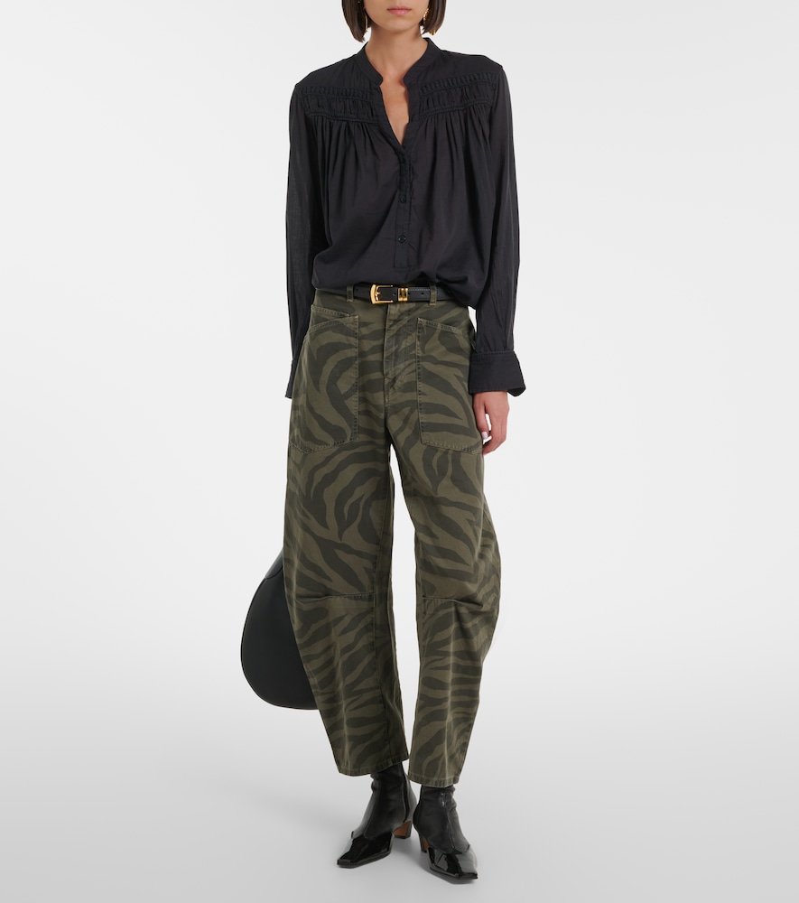Shon Cropped Barrel-Leg Jeans