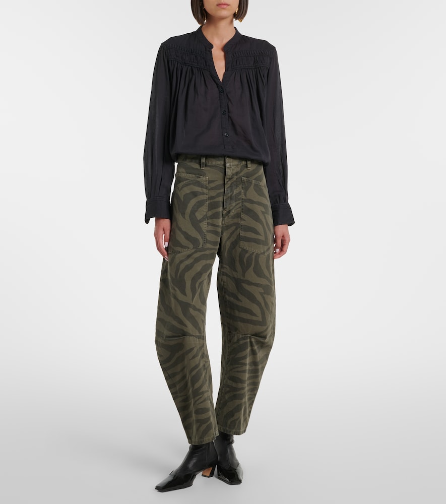 Shon Cropped Barrel-Leg Jeans