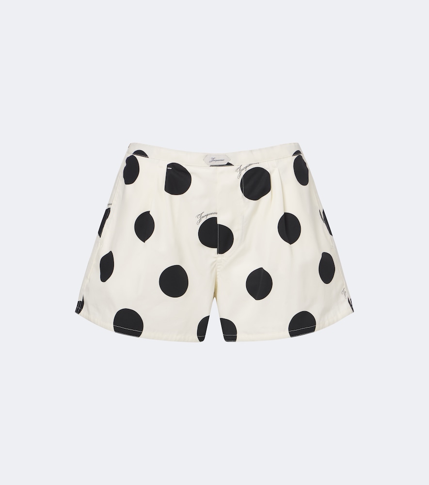 JACQUEMUS | Shorts fluidi Amelo in popeline di cotone stampa a pois bianco e nero | Donna | 38 - Immagine 5