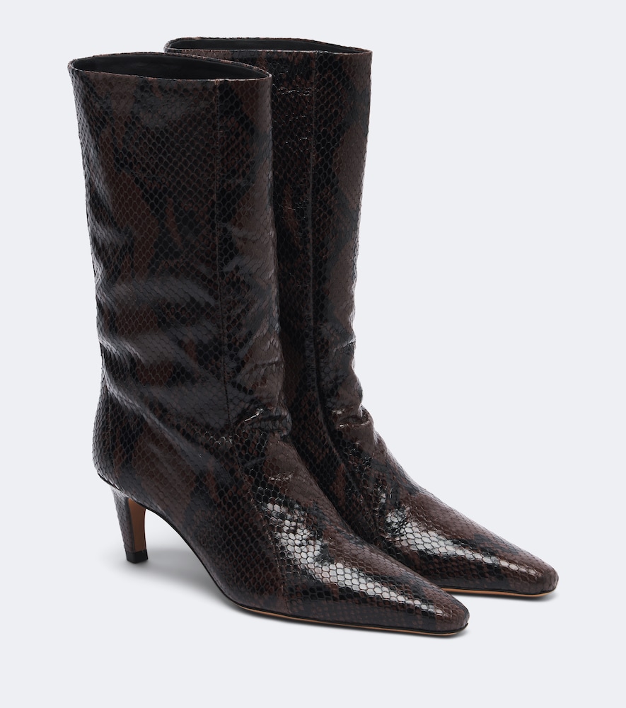 Jude Cave Snake-effect Leather Ankle Boots In Multi