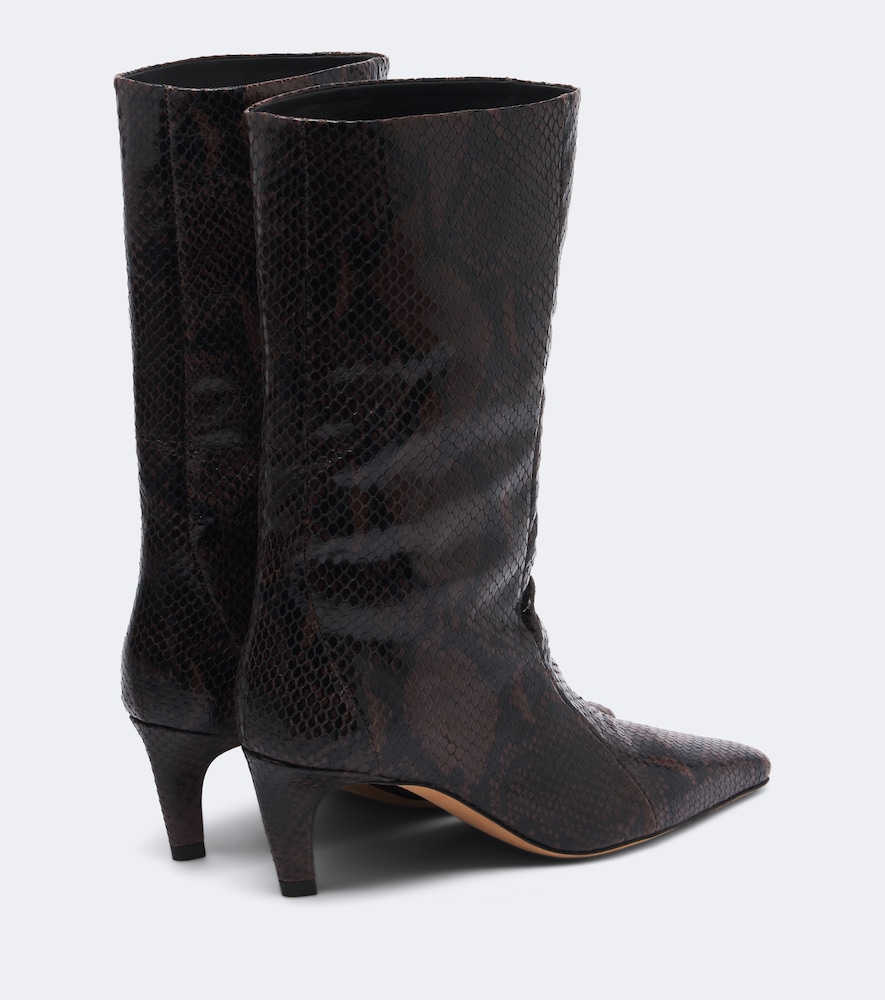 Jude Cave Snake-effect Leather Ankle Boots In Multi