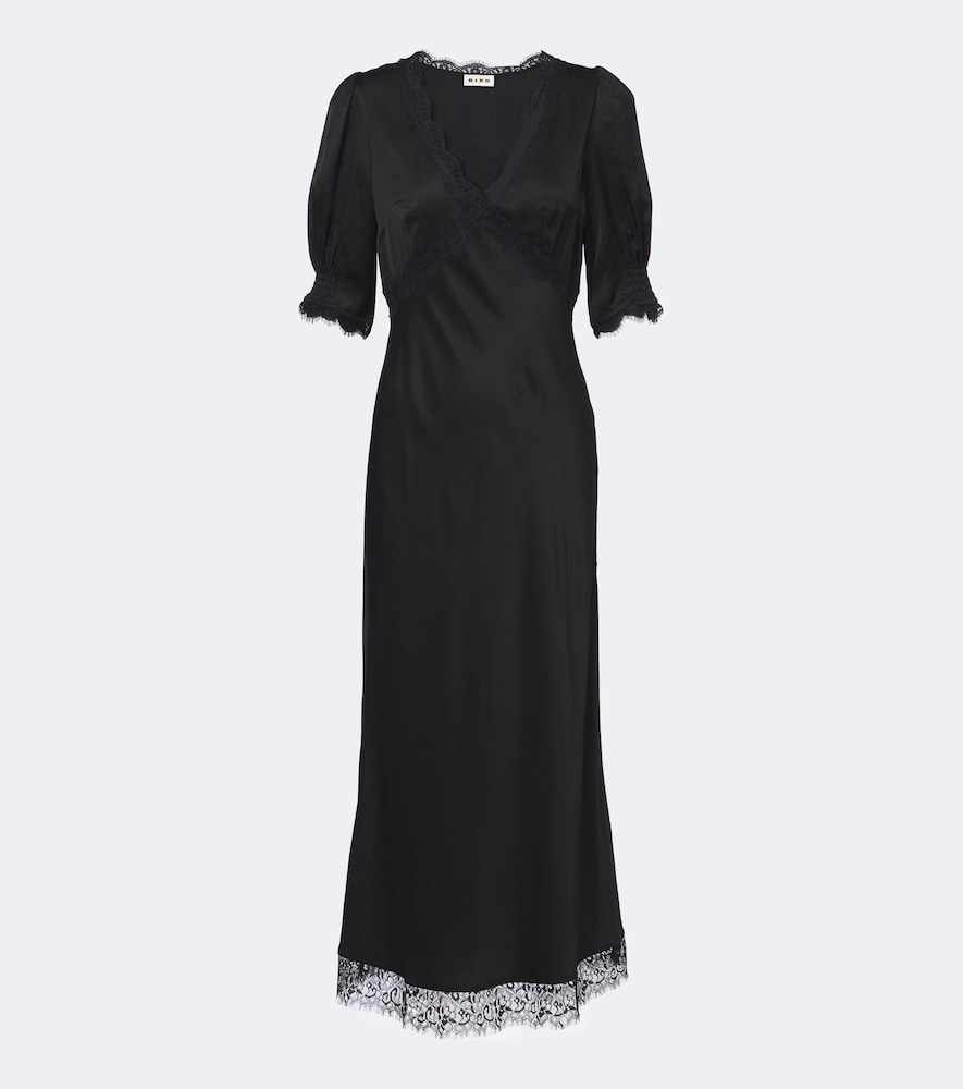 Abito midi Annina in raso con pizzo