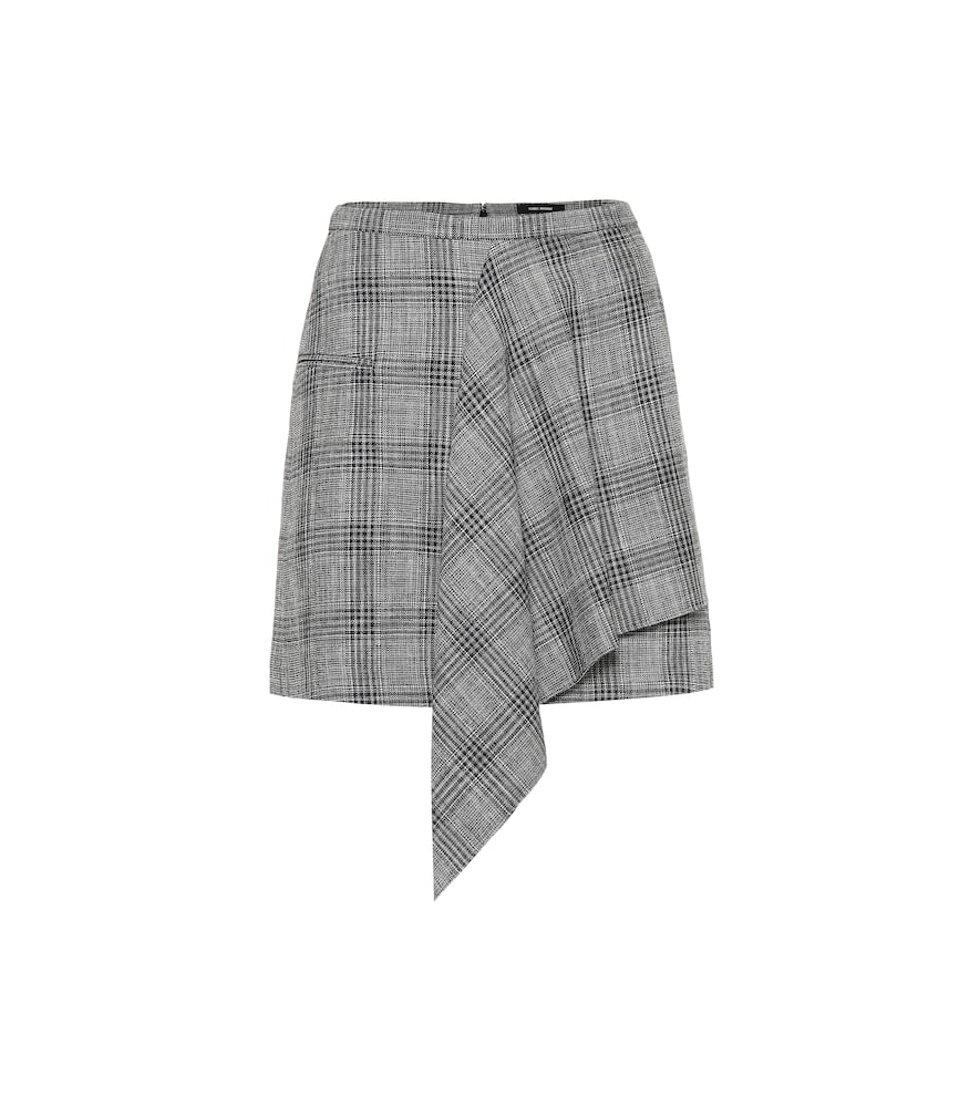 Isabel Marant Doleyli Draped Checked Cotton-blend Mini Skirt In Grey