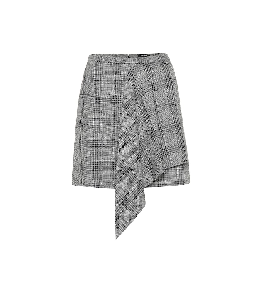 Shop Isabel Marant Doleyli Checked Cotton And Wool Skirt In Grey