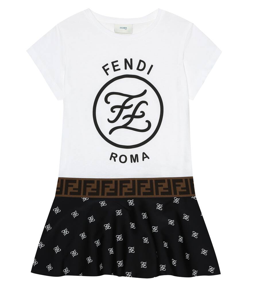 Click to view more detailed imagery on our partner's website Fendi Kids' Girl's Short-sleeve Mixed Logo Dress In White