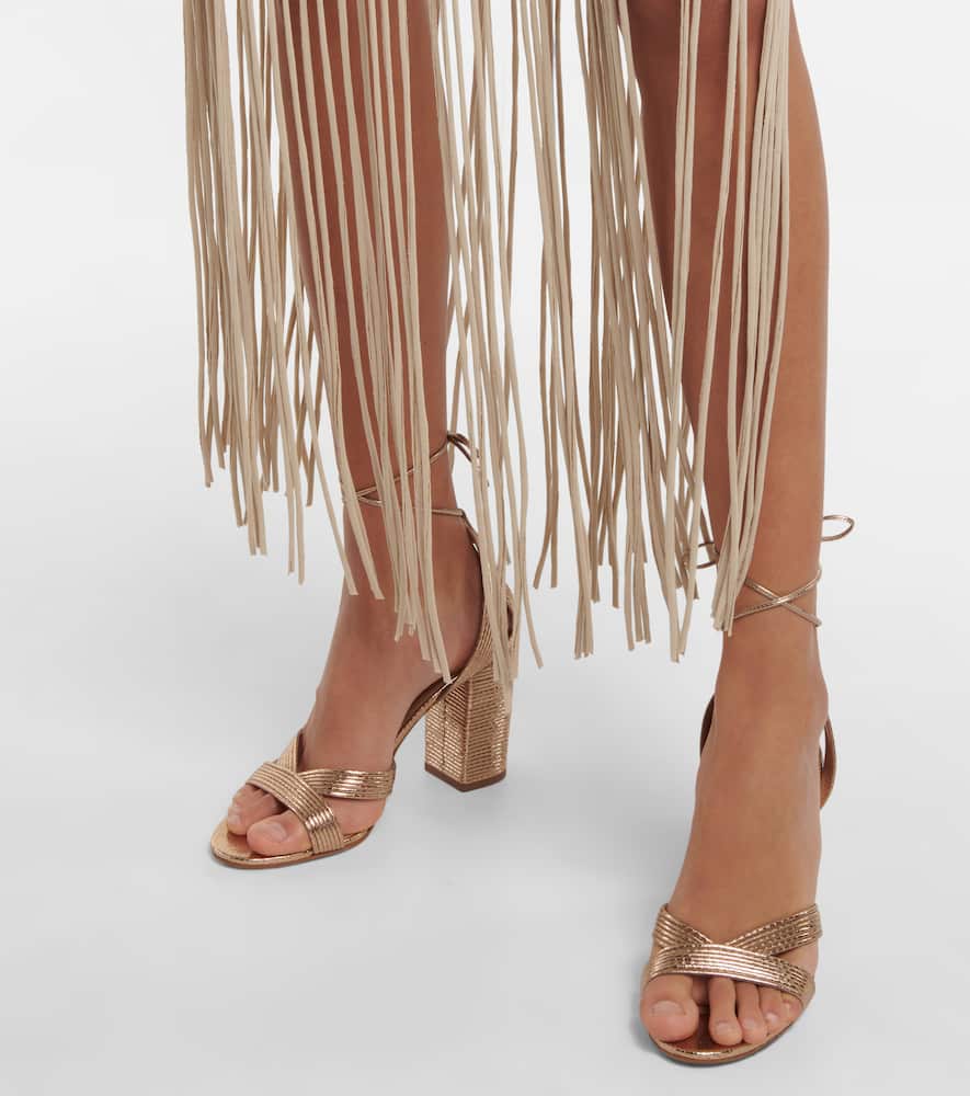 Aquazzura Ari 85 metallic leather sandals Smart Closet