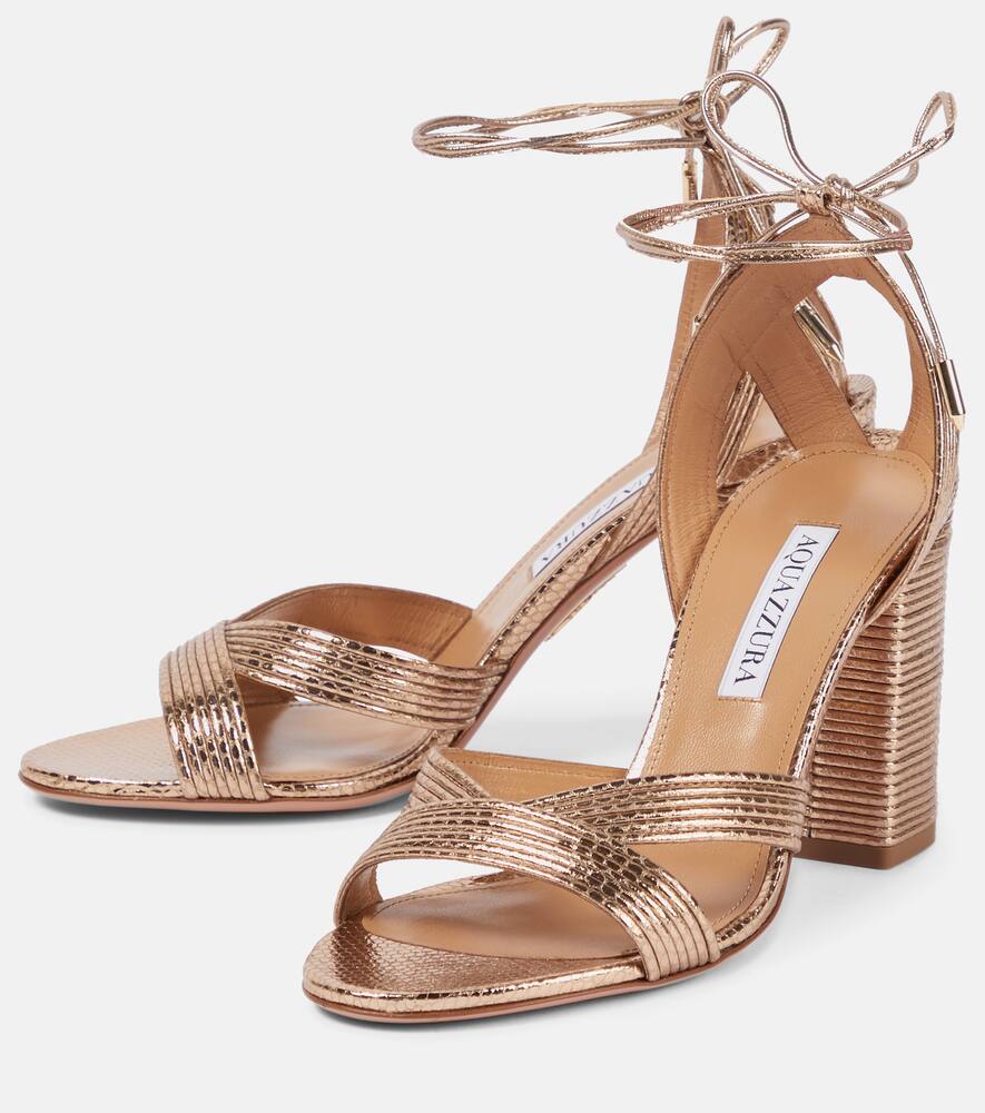 Aquazzura Ari 85 metallic leather sandals Smart Closet