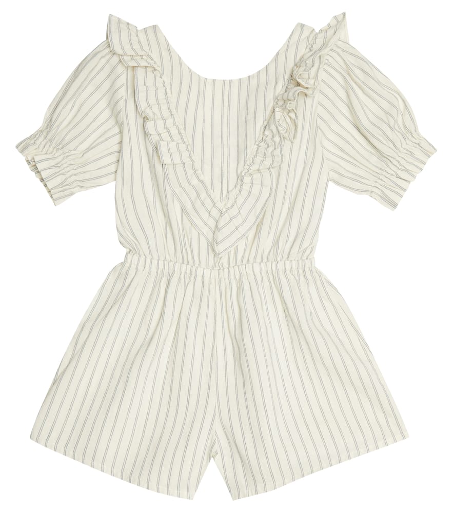 The New Society Classic cotton and linen striped playsuit