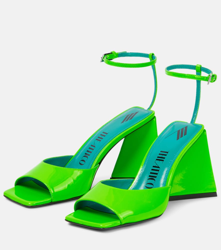 Attico Fluorescent Pink Slingback With Pyramid Heel And Square Toe In Fluo Emerald