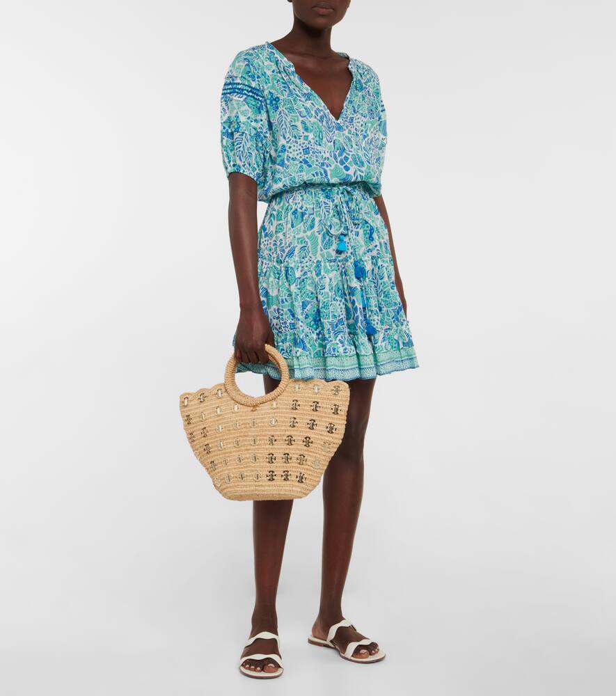 Poupette St Barth Bona Printed Minidress In Aqua Chagal