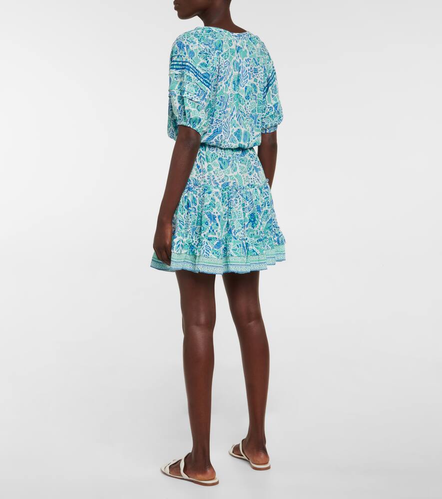 Poupette St Barth Bona Printed Minidress In Aqua Chagal
