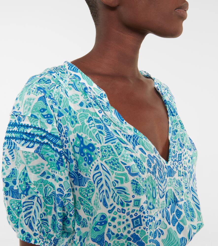 Poupette St Barth Bona Printed Minidress In Aqua Chagal