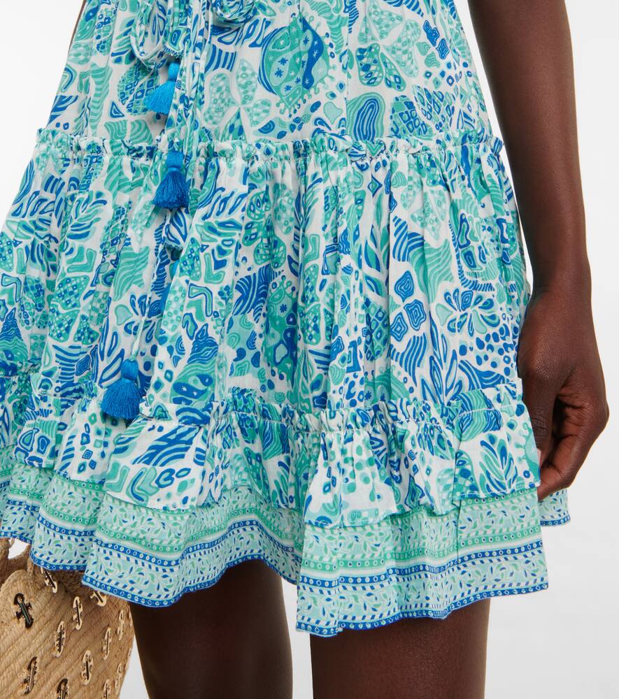 Poupette St Barth Bona Printed Minidress In Aqua Chagal