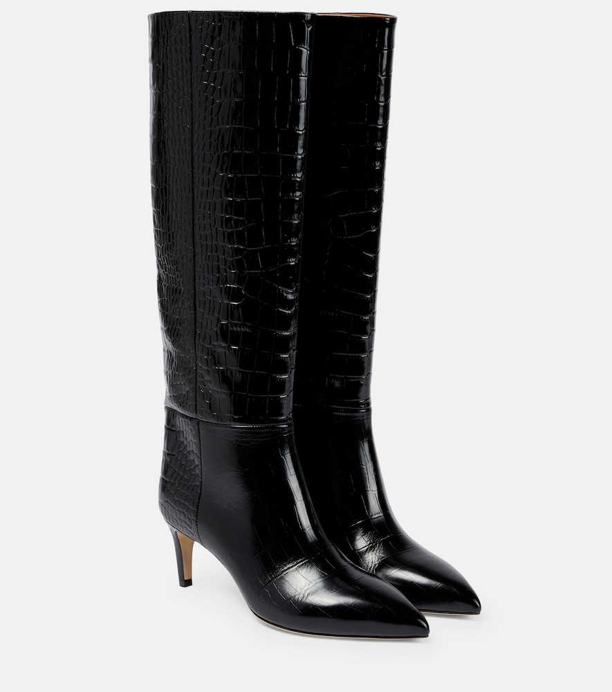 Paris Texas Women's Black Croc-Effect Leather Knee-High Boots UK Size 2.5 - Mytheresa