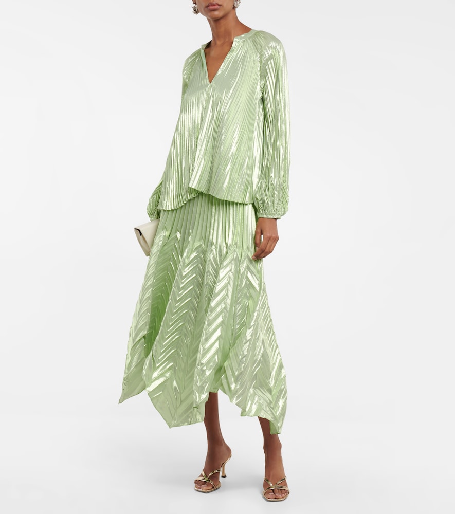  Simkhai Simkhai Char Plissã© Silk-blend Blouse 