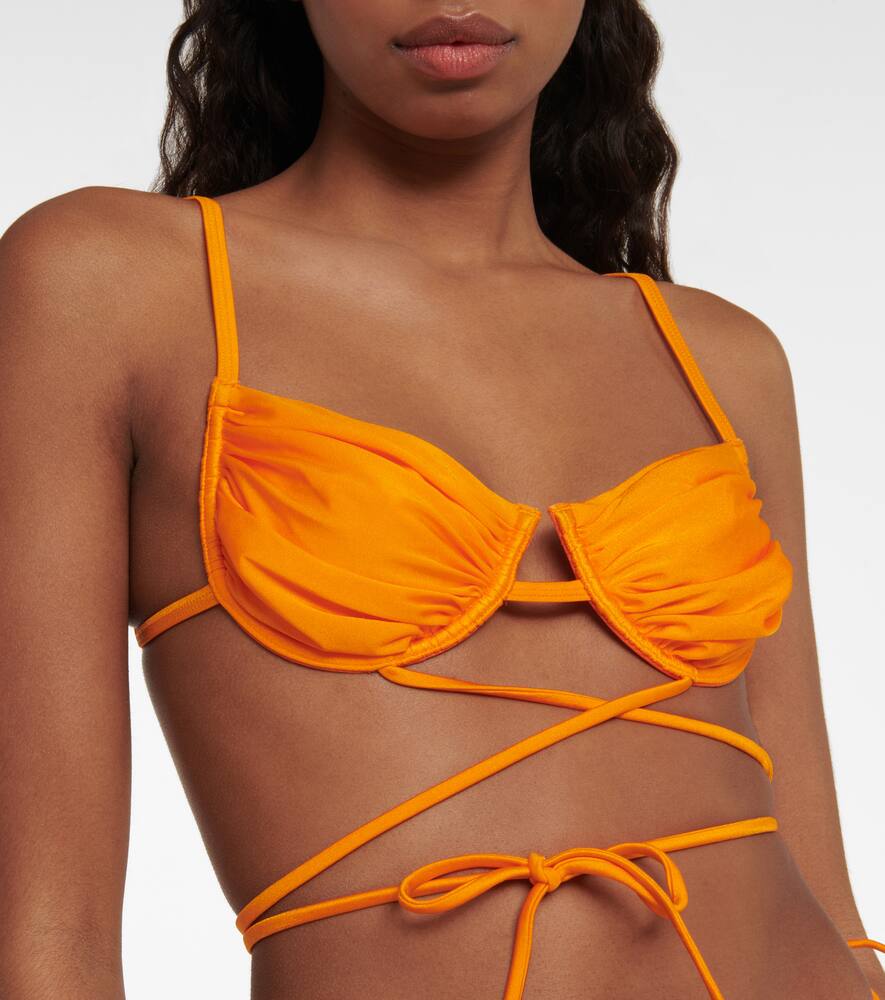 Shop Bananhot Cherry Ruched Bikini Top In Orange